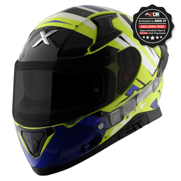 Axor Axor apex full face helmet - hex-2 neon yellow blue gloss- large